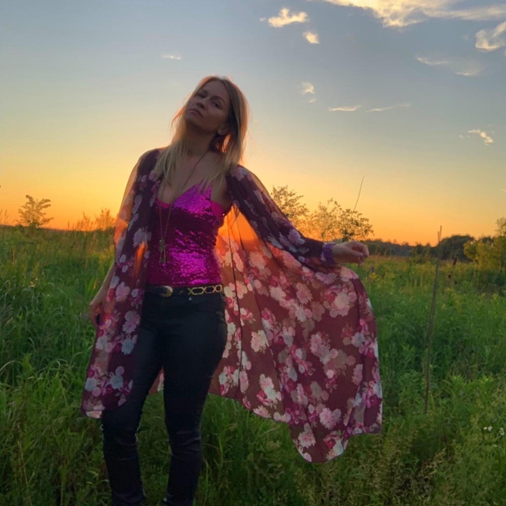 Sheer fabric floral summer wrap